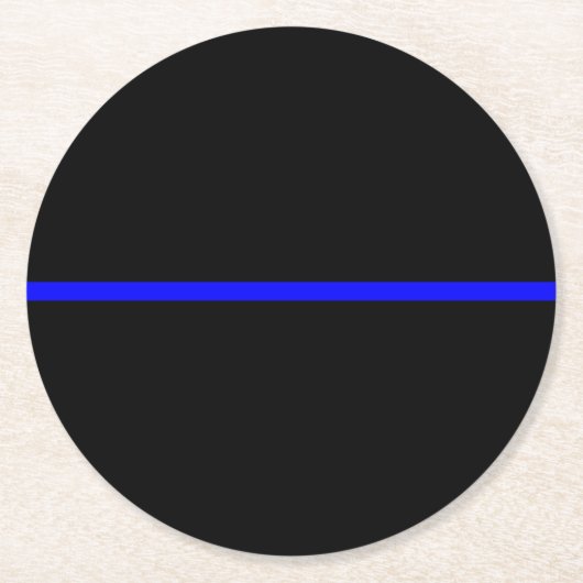 Die Dekoration der symbolträchtigen Thin Blue Line Runder Pappuntersetzer (Vorderseite)