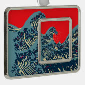 Die Dekoration des Great Hokusai Wave Pops Rahmen-Ornament Silber (Rechts)