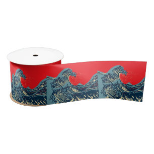 Die Dekoration des Great Hokusai Wave Pops Satinband