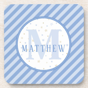 Die Dekoration des Kinderzimmer ist blau und weiß Getränkeuntersetzer