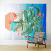 Die Dekoration des Weihnachtsbaumes am Strand Wandteppich (Beispiel (Horizontal))