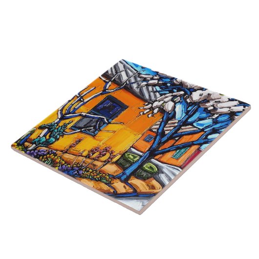 Die dekorative Fliese "des orange (Seite)