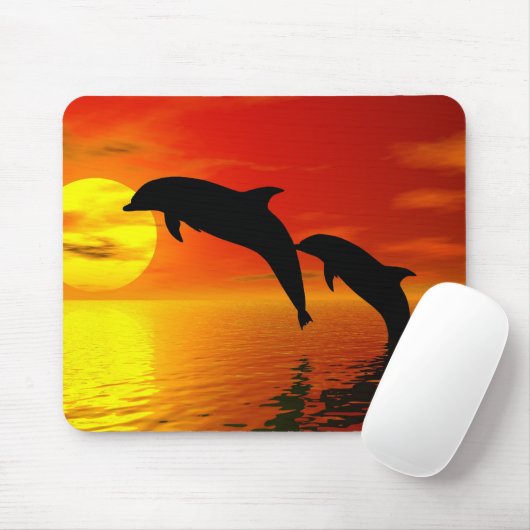 Die Delphine Sonnenuntergang Mousepad springend (Mit Mouse)