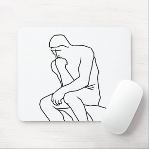 Die Denker-Mann-Statue Linienkunst, Inspiriert von Mousepad