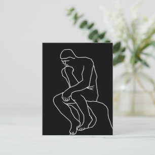 Die Denker-Mann-Statue Linienkunst, Inspiriert von Postkarte