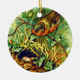 Die Des Robins Nest-Vintage Illustration Keramik Ornament