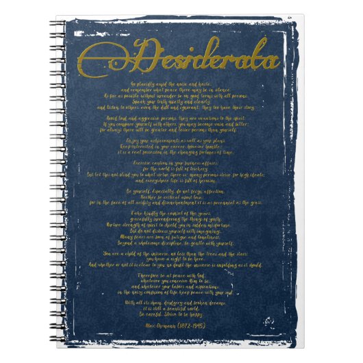 Die Desiderata "Desired Things" Notizblock (Vorderseite)