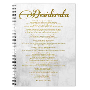 Die Desiderata "Wünsche" Notizblock