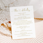 Die Details Gold Heart Script Hochzeitsinformation Begleitkarte