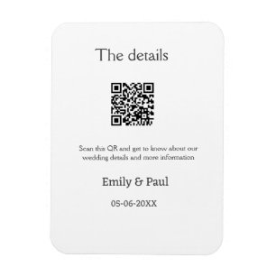 Die Details Hochzeitswebsite scannen QR hinzufügen Magnet