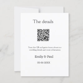 Die Details Hochzeitswebsite scannen QR hinzufügen Postkarte