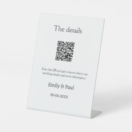 Die Details Hochzeitswebsite scannen QR hinzufügen Sockelschild