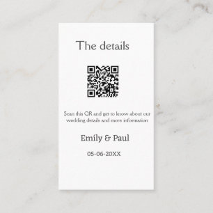 Die Details Hochzeitswebsite scannen QR hinzufügen Visitenkarte