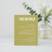 💍 Die DETAILS Minimalistisch Elegante Hochzeit Begleitkarte (Stehend Vorderseite)