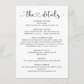 Die Details Schwarzes Herz Skript Hochzeitsinforma Begleitkarte (Vorderseite)