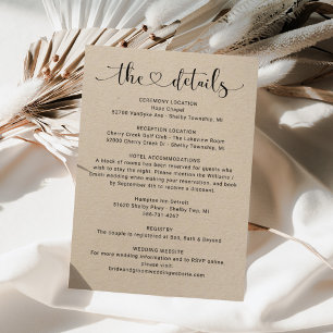 Die Details zu Kraft Heart Script Hochzeitsinforma Begleitkarte