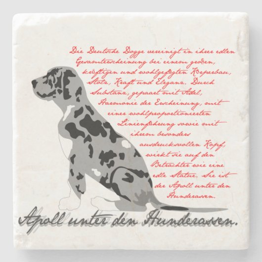 Die Deutsche Dogge - der Apoll unter den Hunderass Steinuntersetzer (Vorderseite)