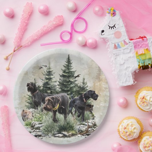 Die deutschen Drahthaar-Zeiger, Kunst Pappteller (Party)