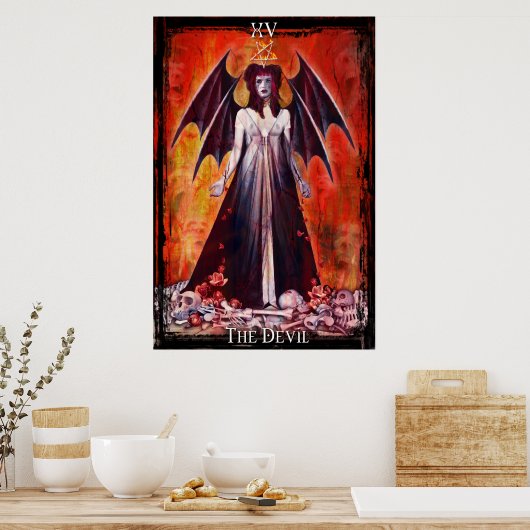 Die Devil Tarot Card drucken Poster (Küche)