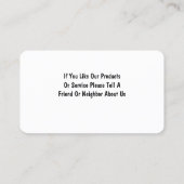 Die Dienstleistungen des Swimmingpools Visitenkarte (Rückseite)