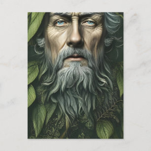 Die digitale Kunst des grünen Mannes Folklore Deit Postkarte