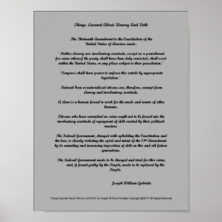 Die Dinge haben gelernt, aus Sklaverei und Schulde Poster
