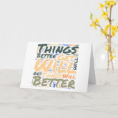 Die Dinge werden besser Motivations-Wortkunst Karte (Gelbe Blume)