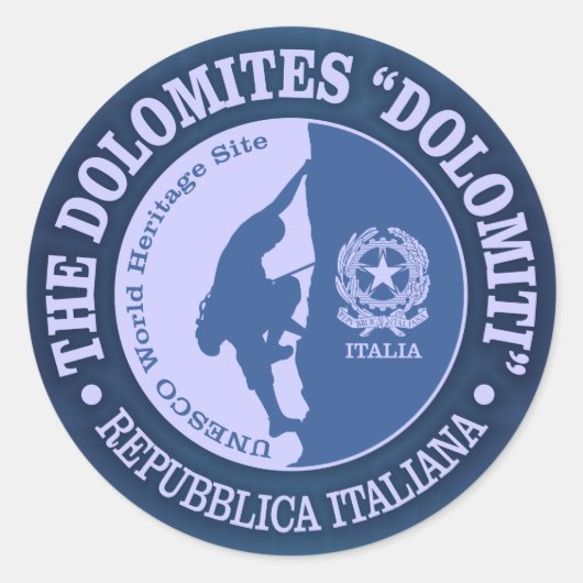 Die Dolomiten (Klettern) Runder Aufkleber (Vorderseite)