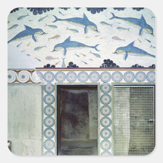 Die Dolphin Frescoes im Queen's Bad Quadratischer Aufkleber (Vorderseite)