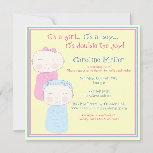 Die doppelte Freude!  Einladung (Rückseite)