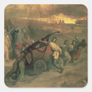 Die Dorf-Feuerwehrmänner, 1857 Quadratischer Aufkleber