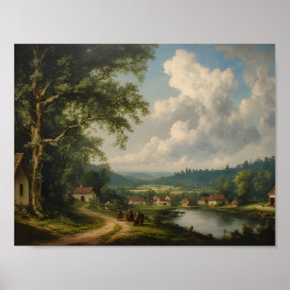 Die Dorfeiche — Englische Landschaft mit Figuren Poster
