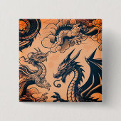 Die Drachen Krieg Orangen Himmel Button (Vorderseite)