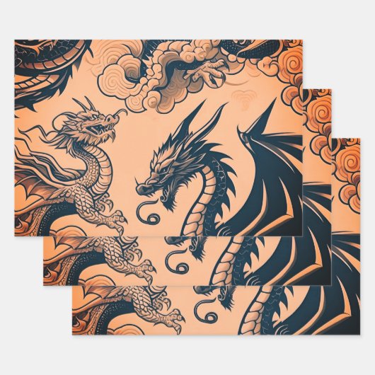 Die Drachen Krieg Orangen Himmel Geschenkpapier Set (Set)