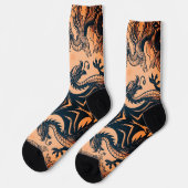 Die Drachen Krieg Orangen Himmel Socken (Linkes Detail)