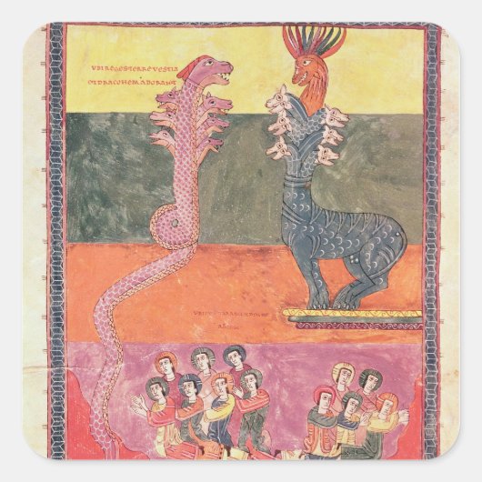Die Drachen von der Girona Beatus Quadratischer Aufkleber (Vorderseite)