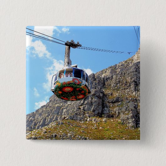 Die Drahtseilbahn, die oben Tabellen-Berg in Cape Button (Vorderseite)