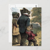 Die drei Bären machen einen Vintagen Spaziergang Postkarte (Vorne/Hinten)