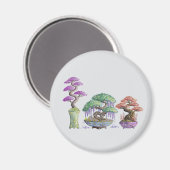 Die drei farbigen Bonsai-Vasen. Magnet (Vorderseite/Rückseite)