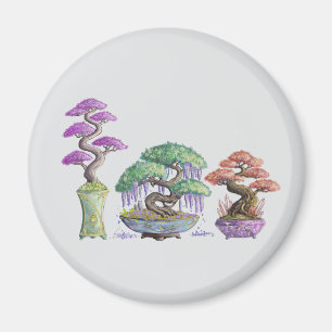 Die drei farbigen Bonsai-Vasen. Magnet