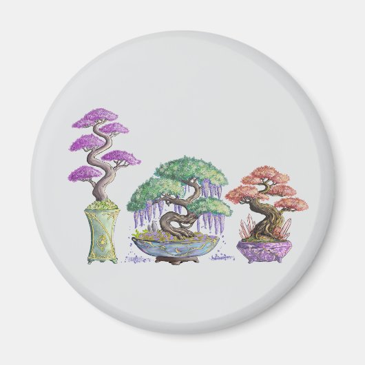 Die drei farbigen Bonsai-Vasen. Magnet (Vorne)