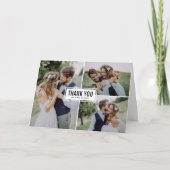 Die drei Foto-Collagen-Hochzeit danken Ihnen Dankeskarte (Vorderseite)