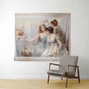 Die drei Grazien von Edouard Bisson Wandteppich