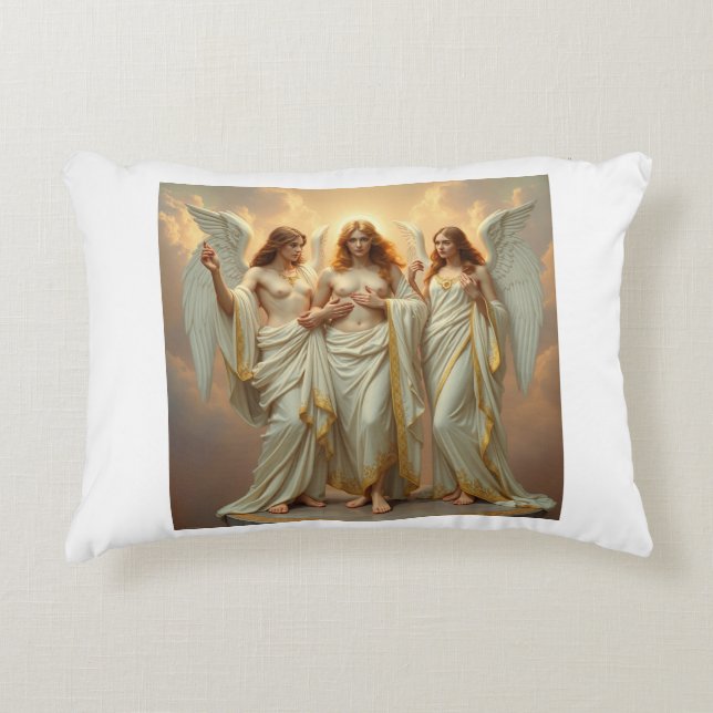 „Die drei heiligen Schutzengel“ Dekokissen (Vorderseite)