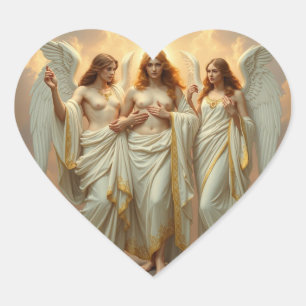„Die drei heiligen Schutzengel“ Herz-Aufkleber
