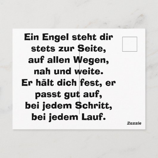 „Die drei heiligen Schutzengel“ Postkarte (Rückseite)
