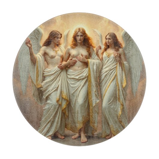 „Die Drei Heiligen Schutzengel“ Schneidebrett (Vorderseite)