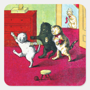 Die drei kleinen Kätzchen Quadratischer Aufkleber