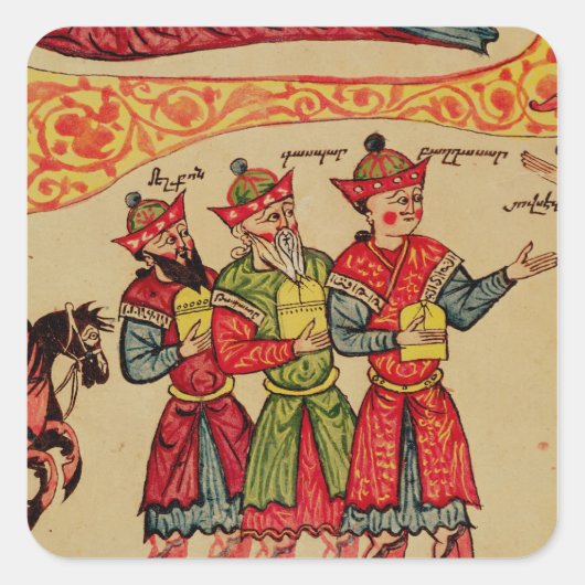 Die Drei Magi, Details aus der Geburt Quadratischer Aufkleber (Vorderseite)