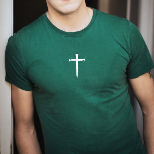Die drei Nägel Weiße Kreuz Minimalist Grün T-Shirt